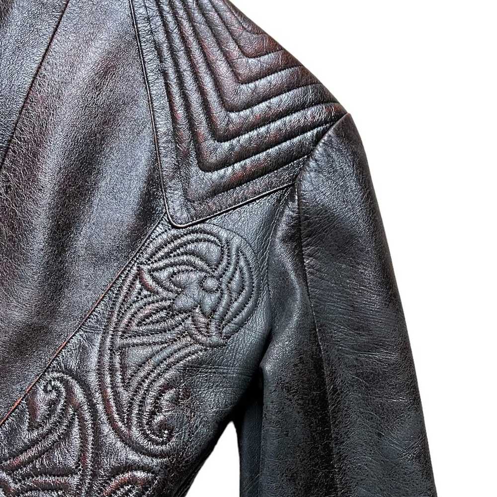 L-L Studio 100% Leather Tooled Jacket Sz 36 - image 8