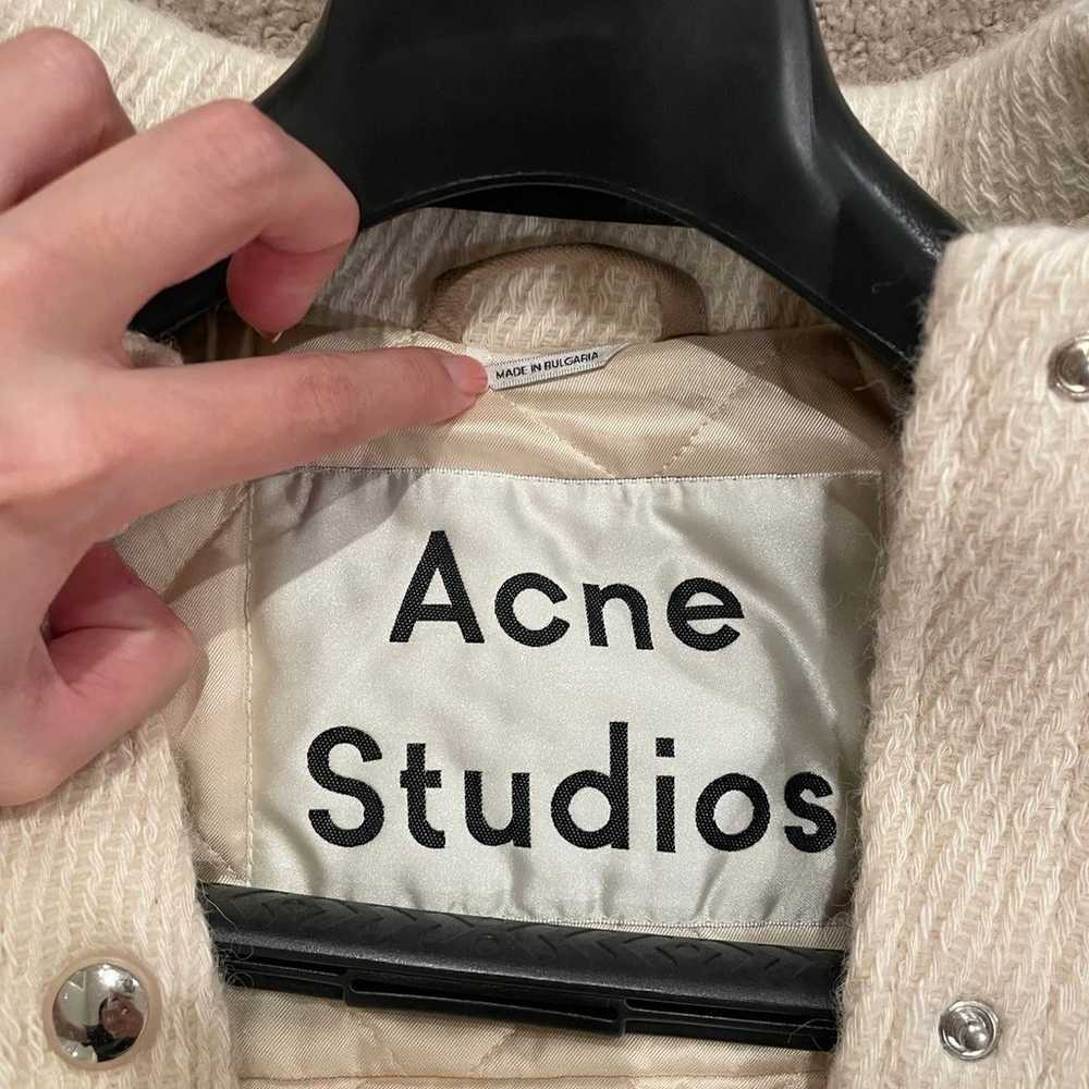Acne studios twill overshirt in ecru beige - image 5