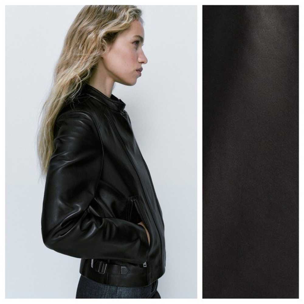 NWOT. Massimo Dutti Black Nappa Leather Jacket. S… - image 3