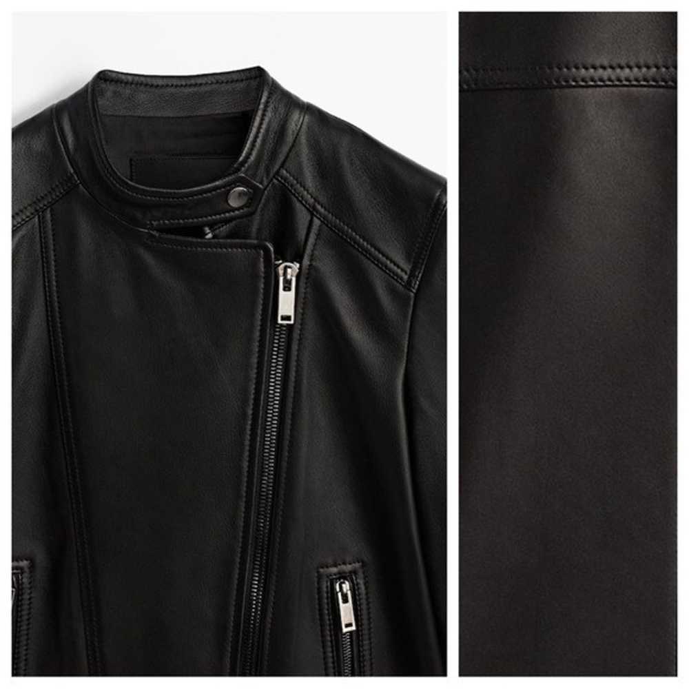 NWOT. Massimo Dutti Black Nappa Leather Jacket. S… - image 4