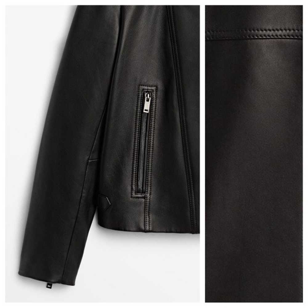 NWOT. Massimo Dutti Black Nappa Leather Jacket. S… - image 5