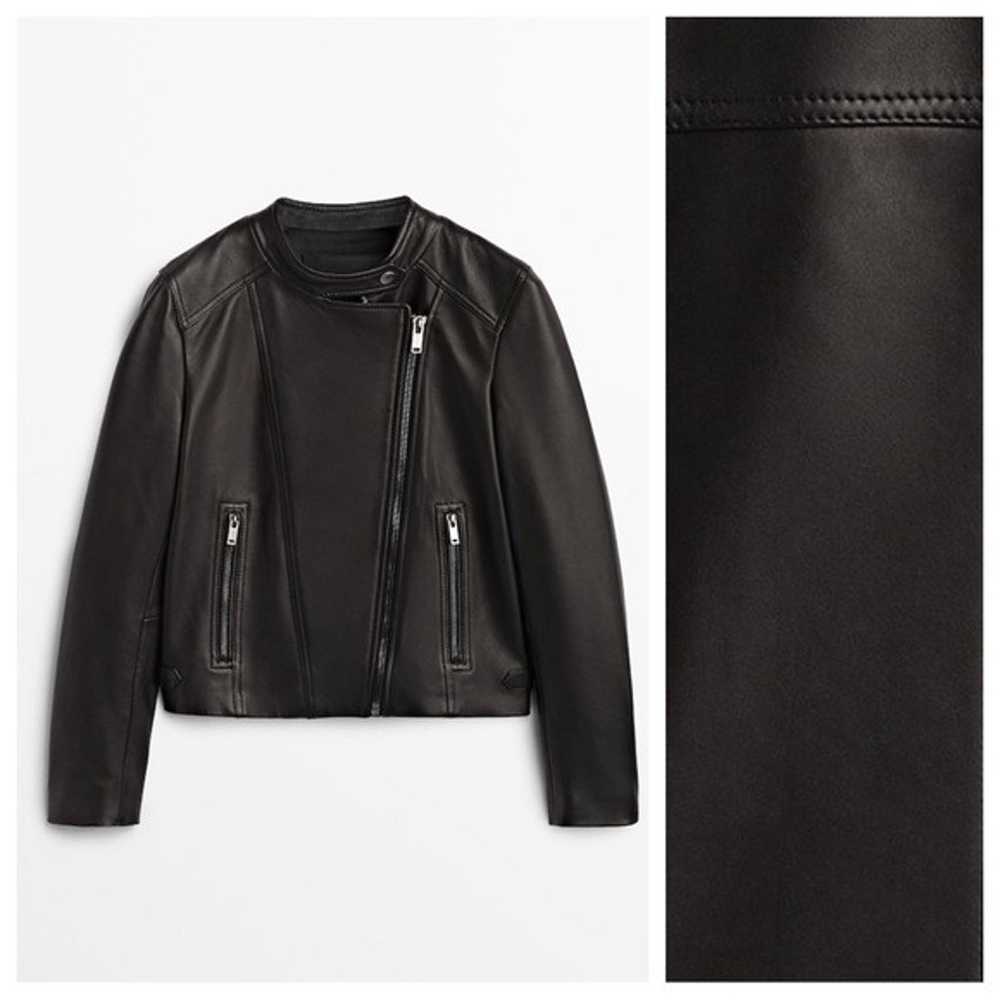 NWOT. Massimo Dutti Black Nappa Leather Jacket. S… - image 6