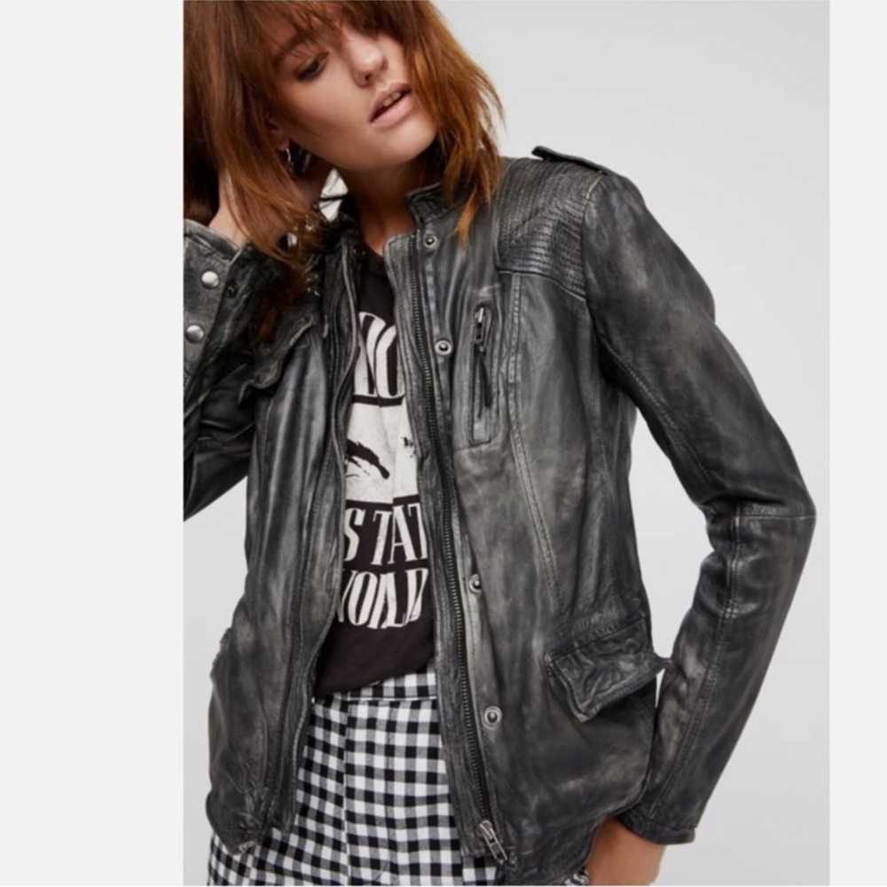 Free People" Rumpled leather moto jacket - image 1