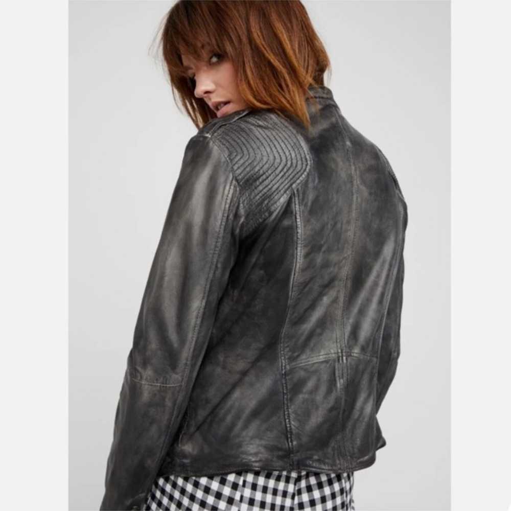 Free People" Rumpled leather moto jacket - image 2