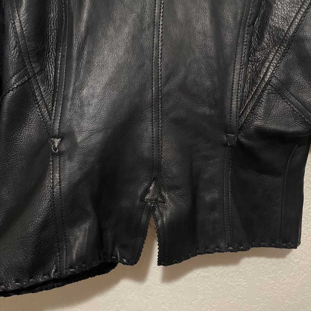 Patricia Wolf Genuine Leather motojacket padded s… - image 10