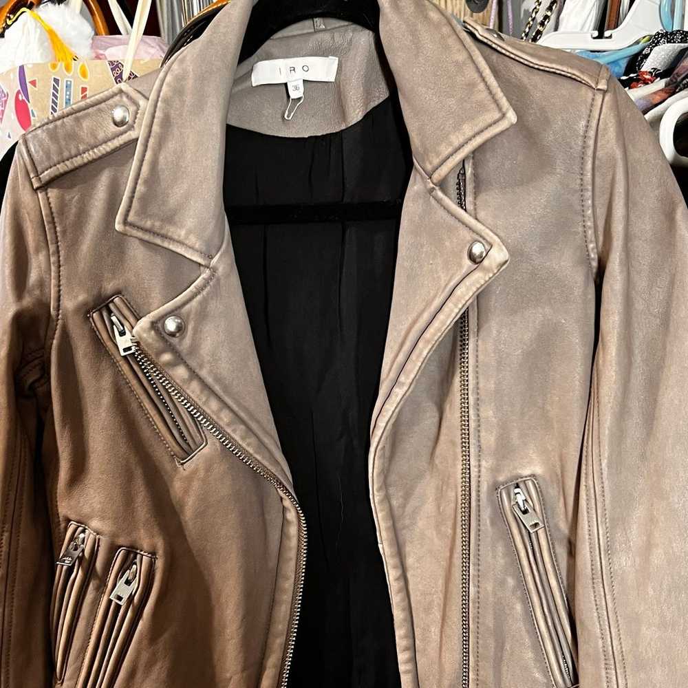 Iro Tara Leather Moto Jacket Size 36 (small) - image 2