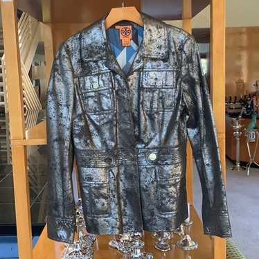 Tory Burch Distressed Leather Jacket siz