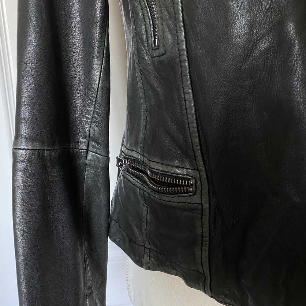 All Saint Biker Black Leather Jacket US 4/UK 8 - image 3