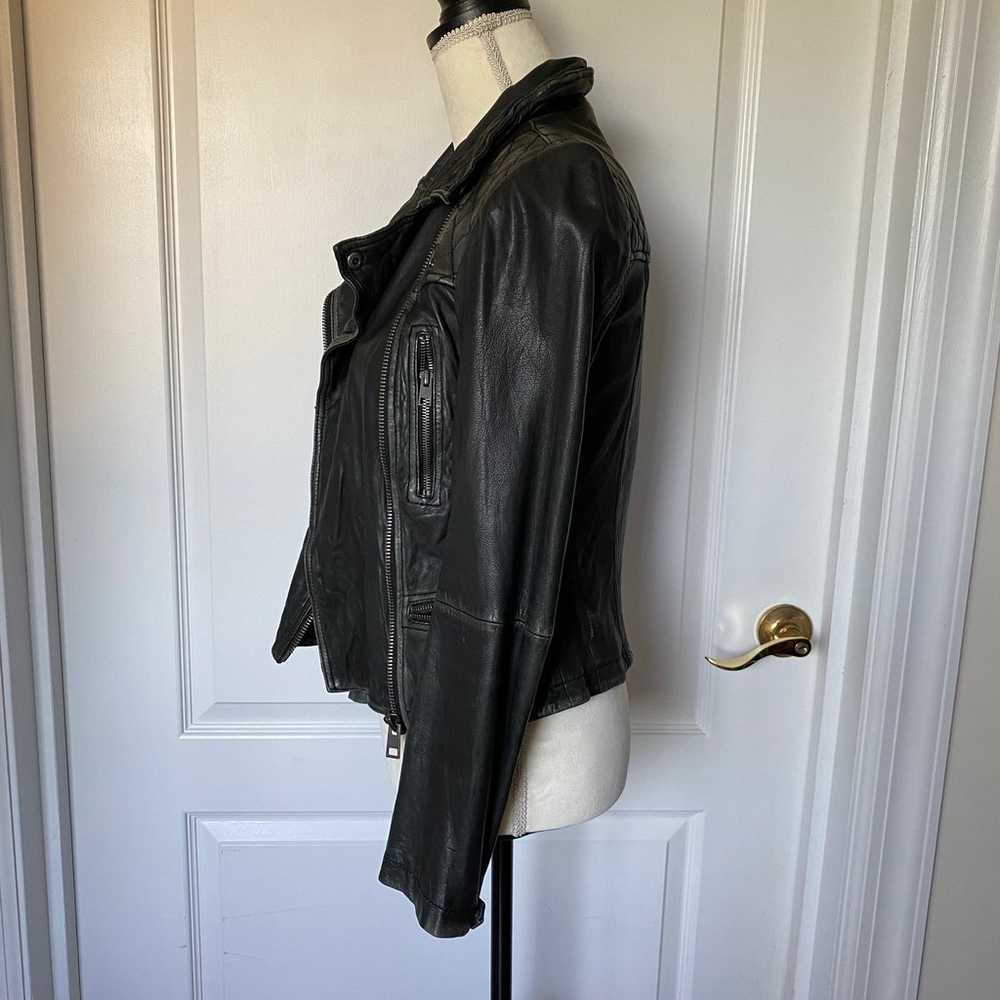 All Saint Biker Black Leather Jacket US 4/UK 8 - image 4
