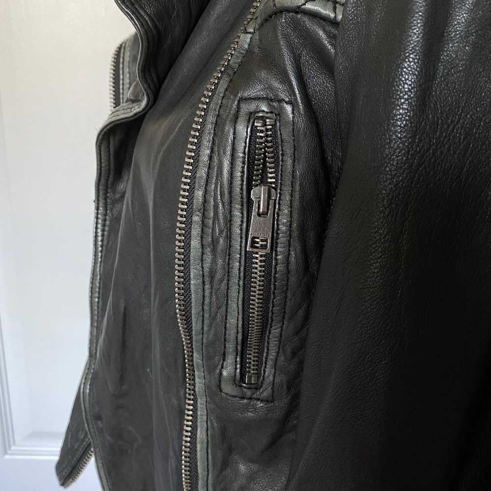 All Saint Biker Black Leather Jacket US 4/UK 8 - image 5