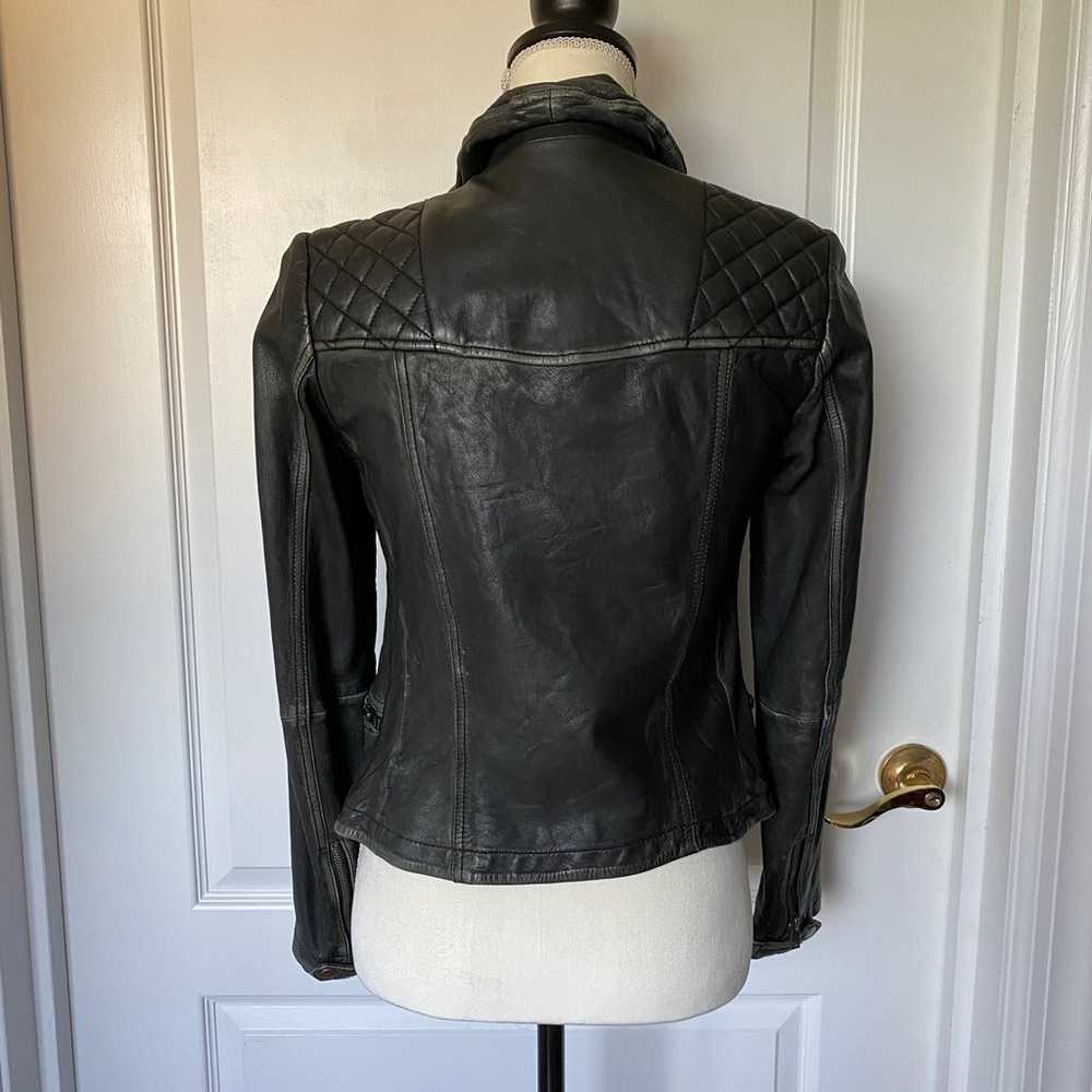 All Saint Biker Black Leather Jacket US 4/UK 8 - image 6