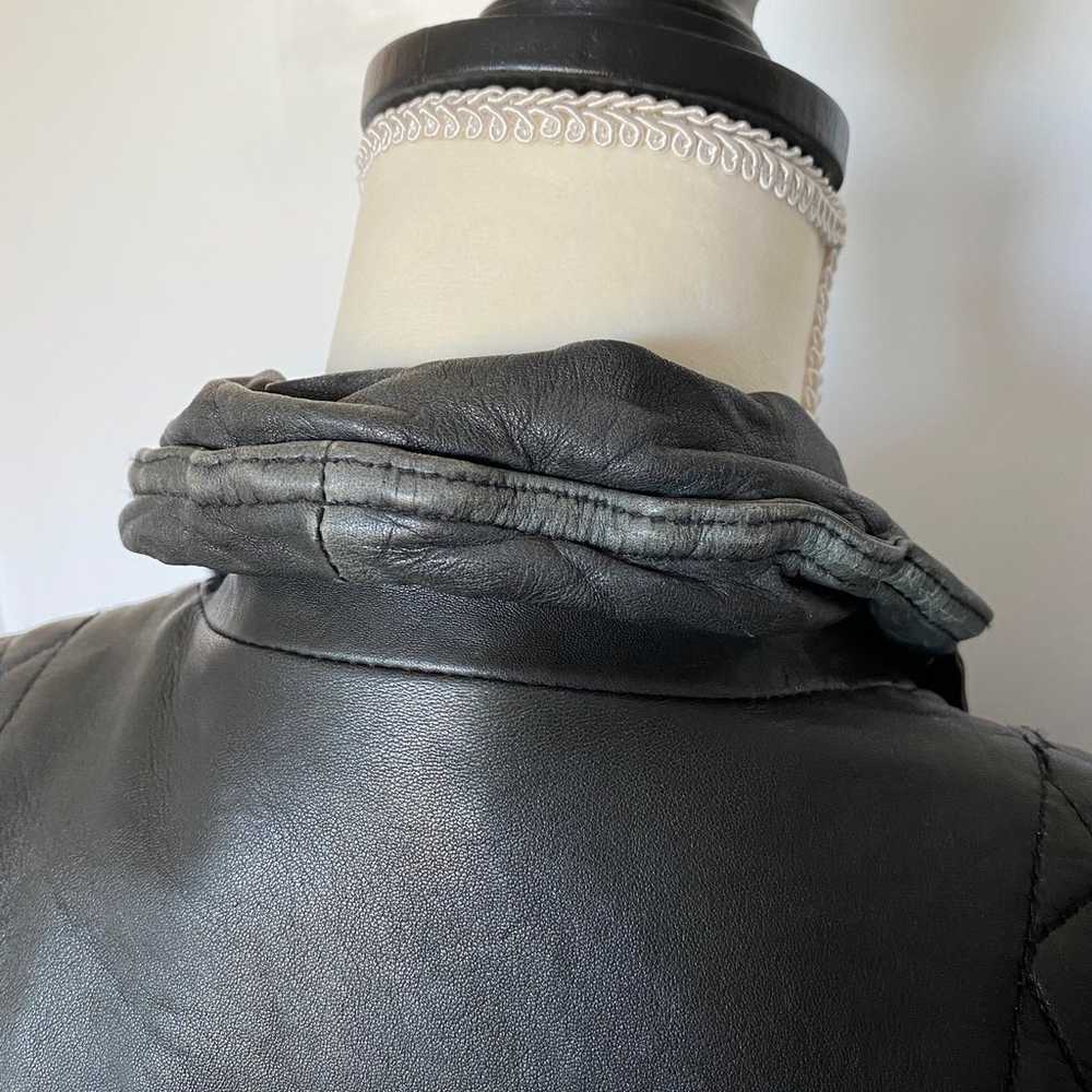 All Saint Biker Black Leather Jacket US 4/UK 8 - image 7