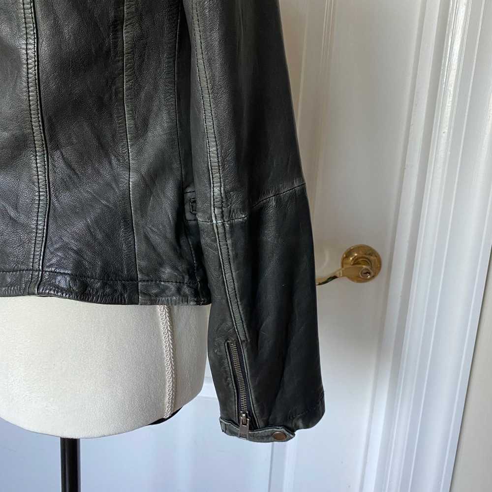 All Saint Biker Black Leather Jacket US 4/UK 8 - image 8