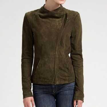 Vince Green Suede Leather Moto Jacket