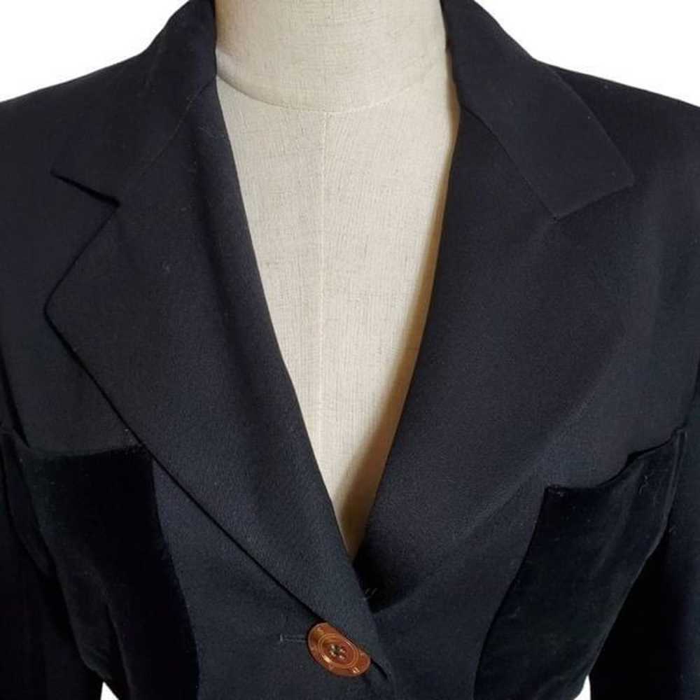Escada Black Wool and Velvet Blazer Jacket - image 2