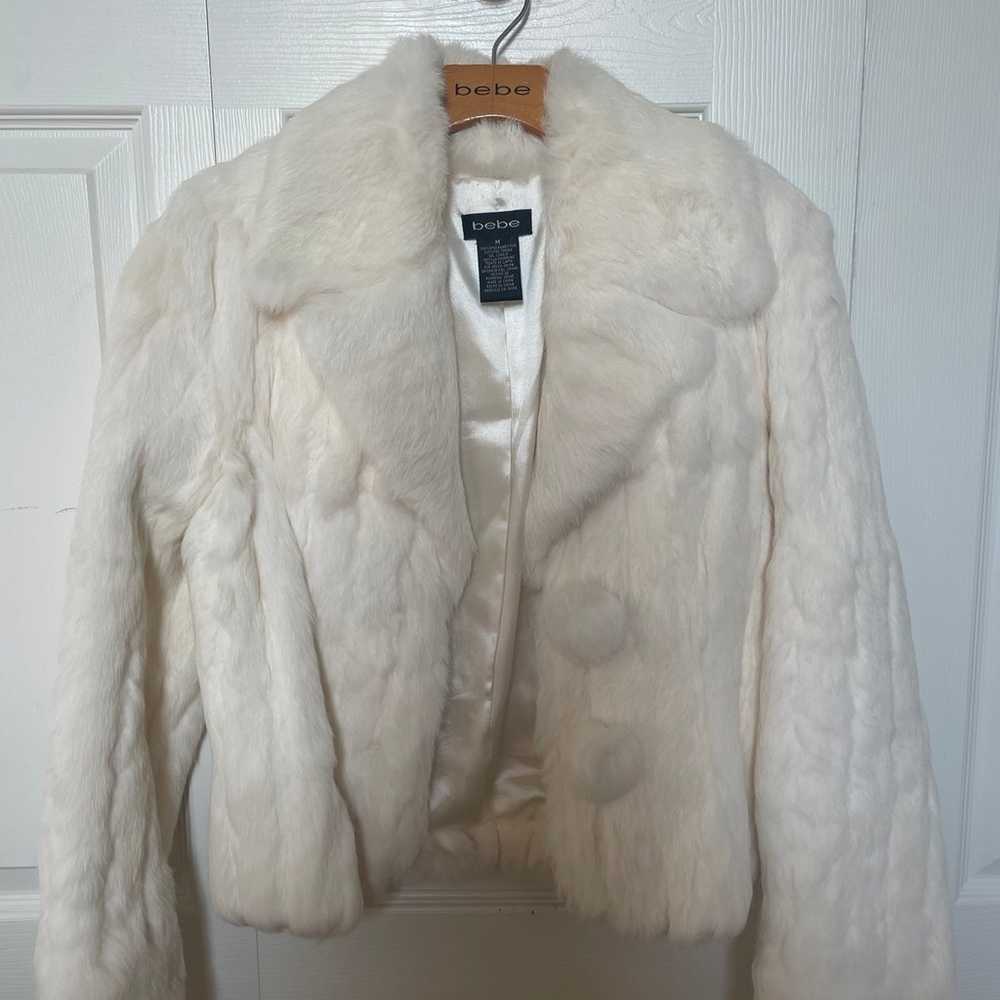 BEBE Cropped Genuine Rabbit Fur Jacket Size Medium - image 1