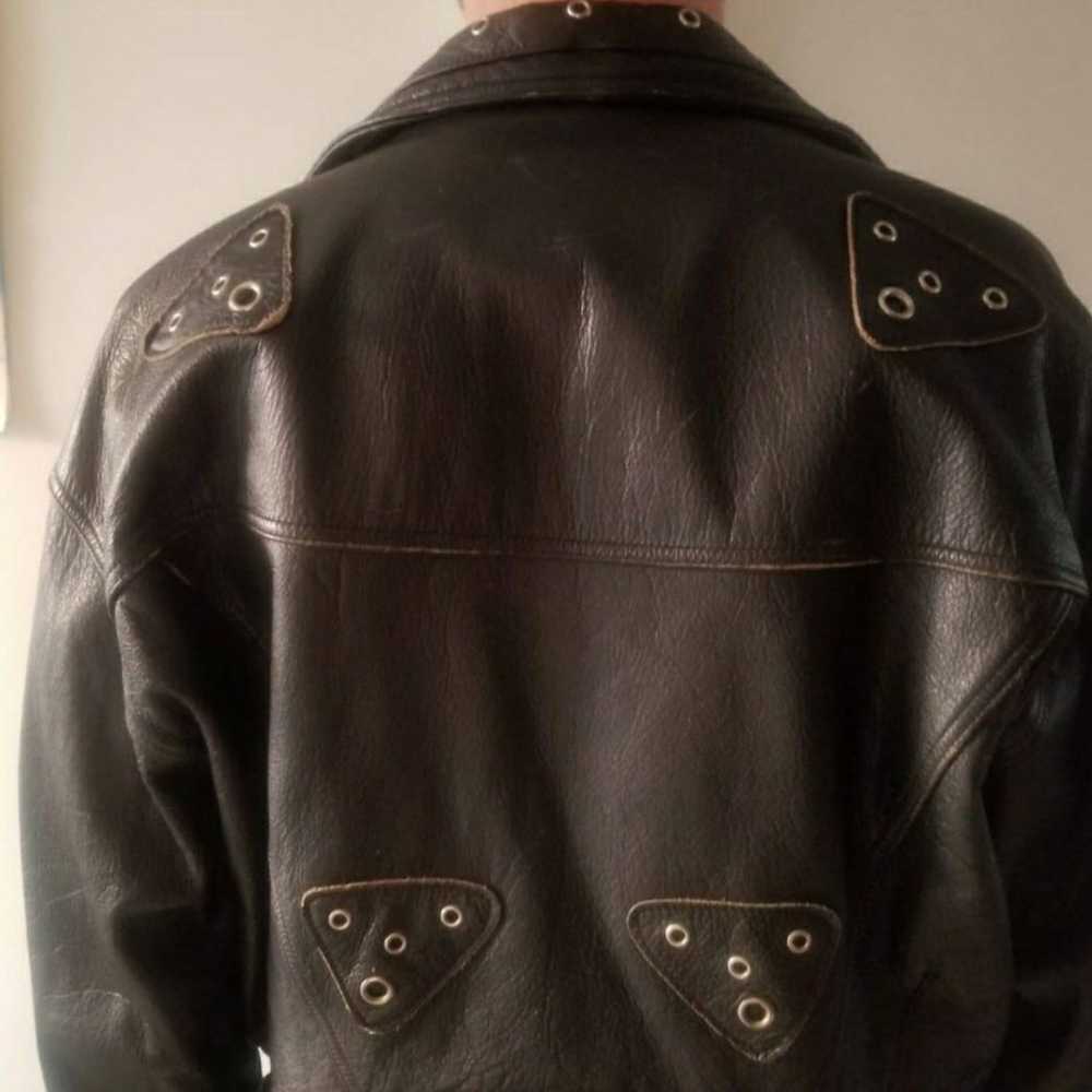 1991 Biker Leather Jacket - image 3