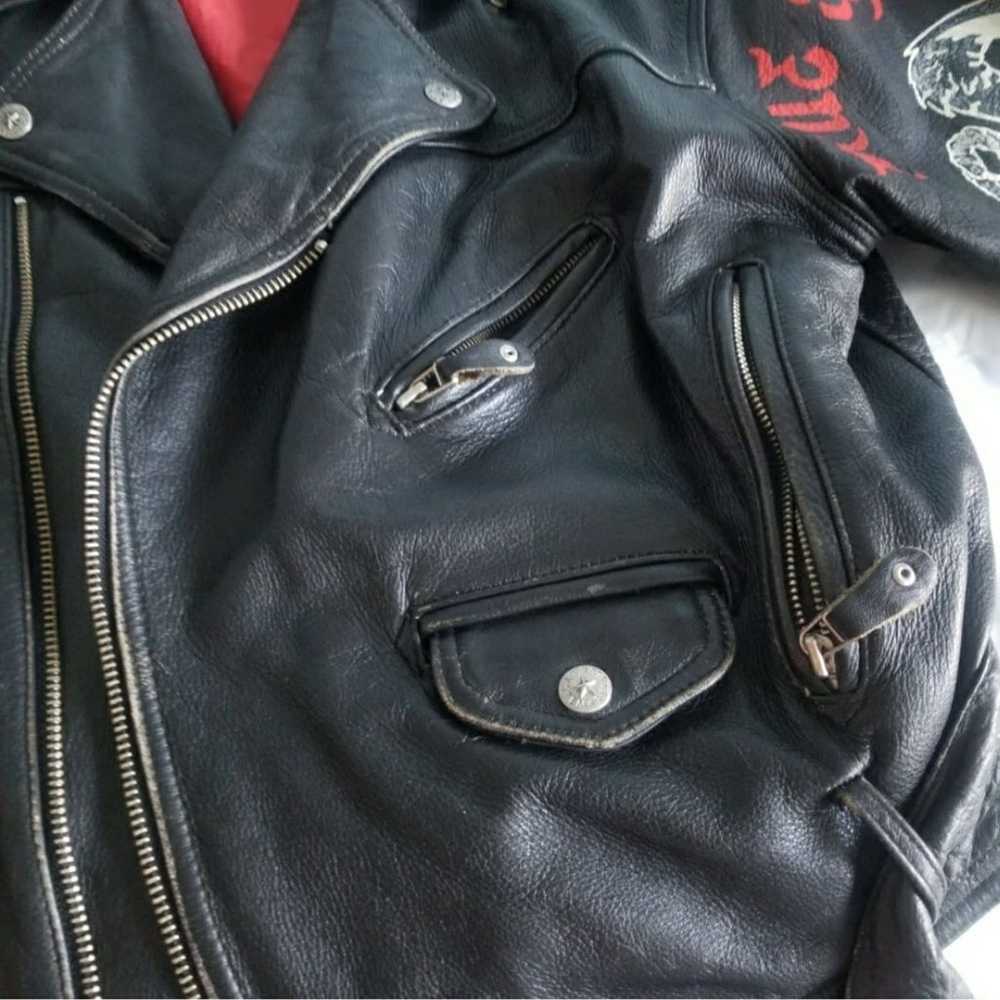 1991 Biker Leather Jacket - image 4