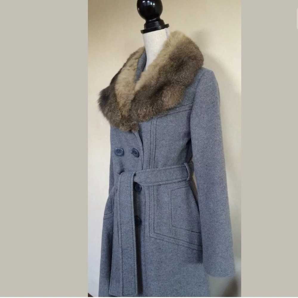 DOMINO 60-70s Gray Wool Coat Fur Collar - image 4