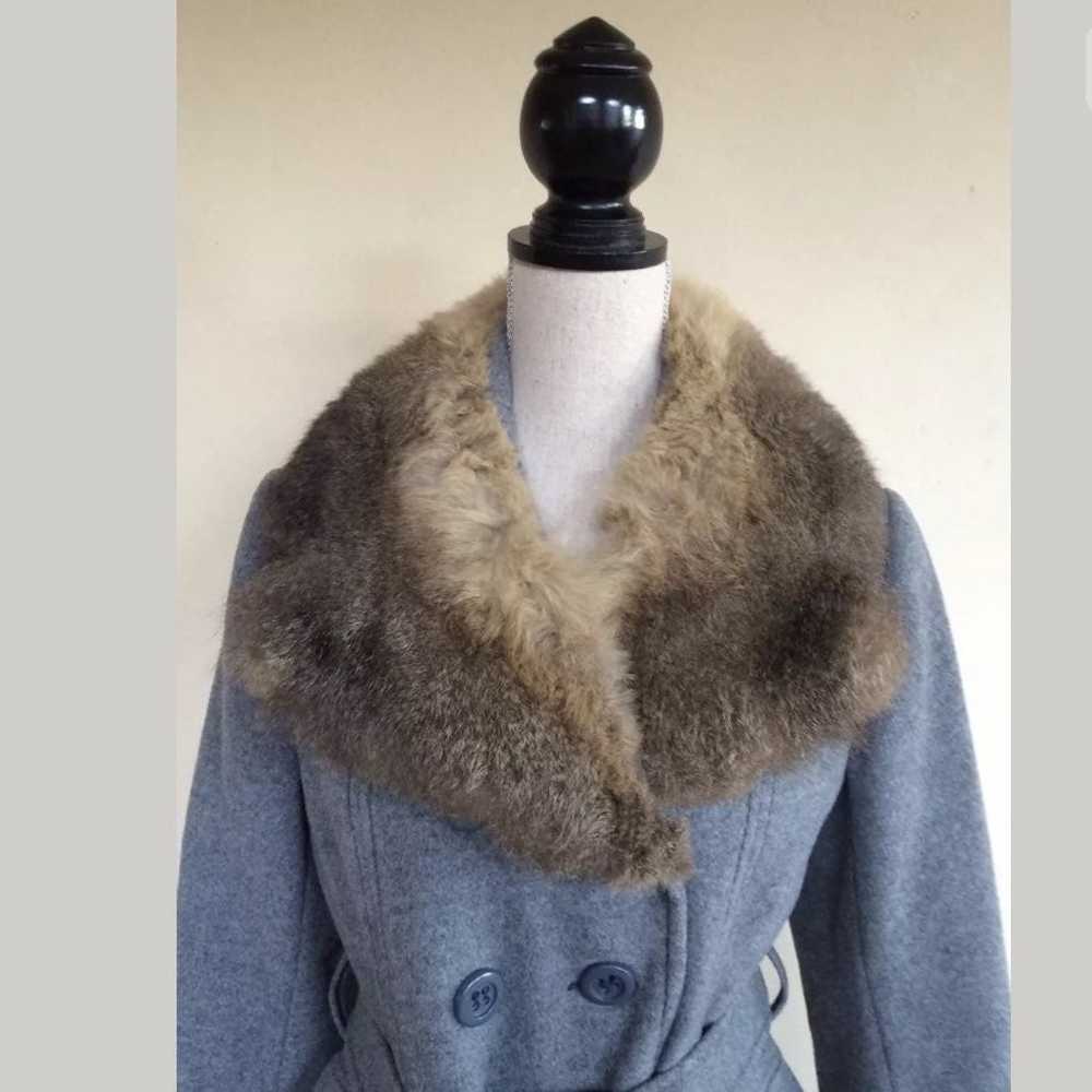 DOMINO 60-70s Gray Wool Coat Fur Collar - image 5