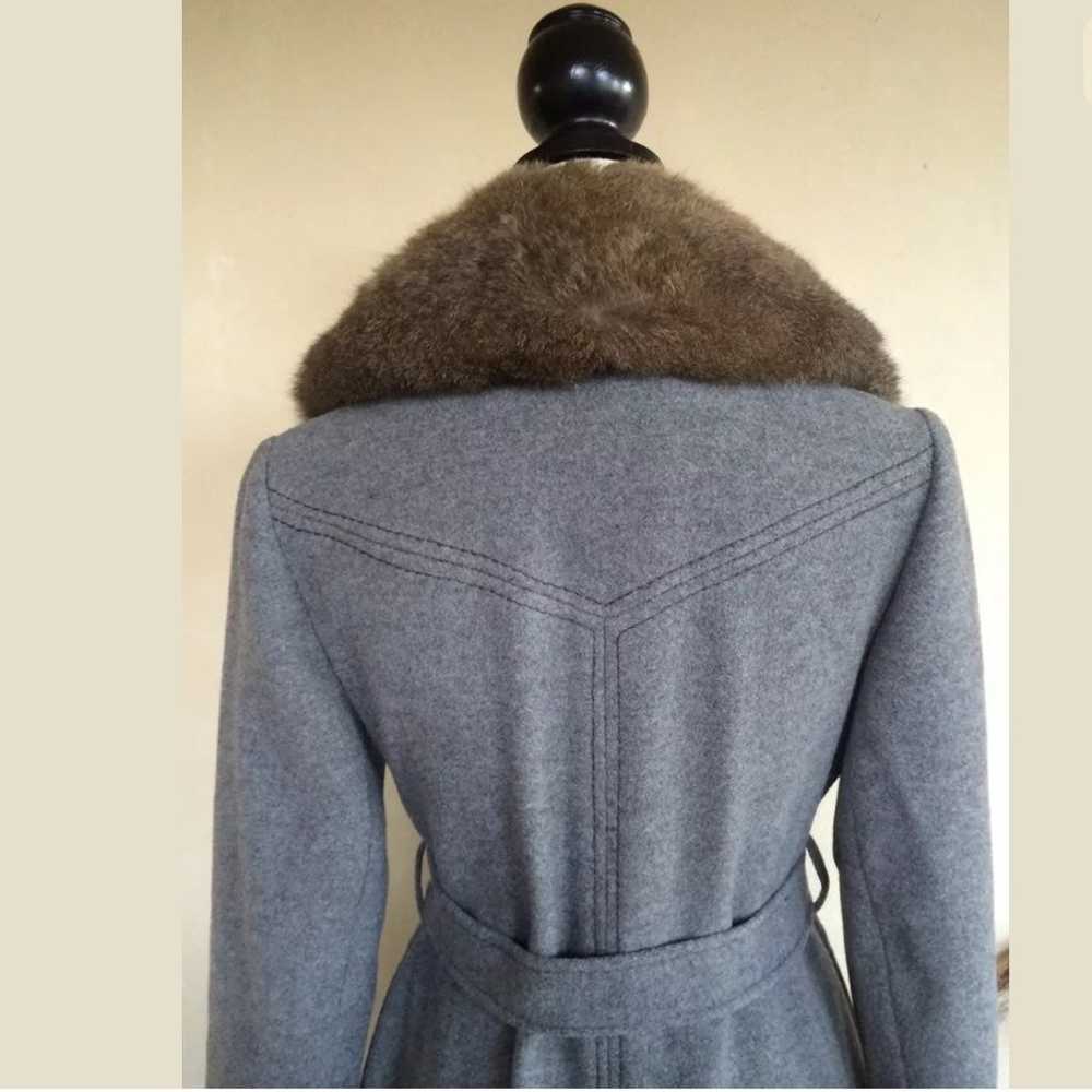 DOMINO 60-70s Gray Wool Coat Fur Collar - image 6