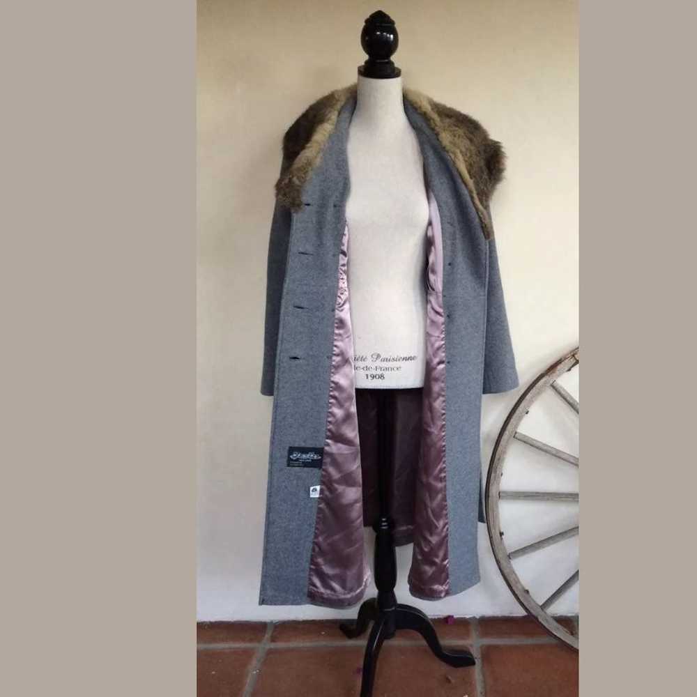 DOMINO 60-70s Gray Wool Coat Fur Collar - image 7