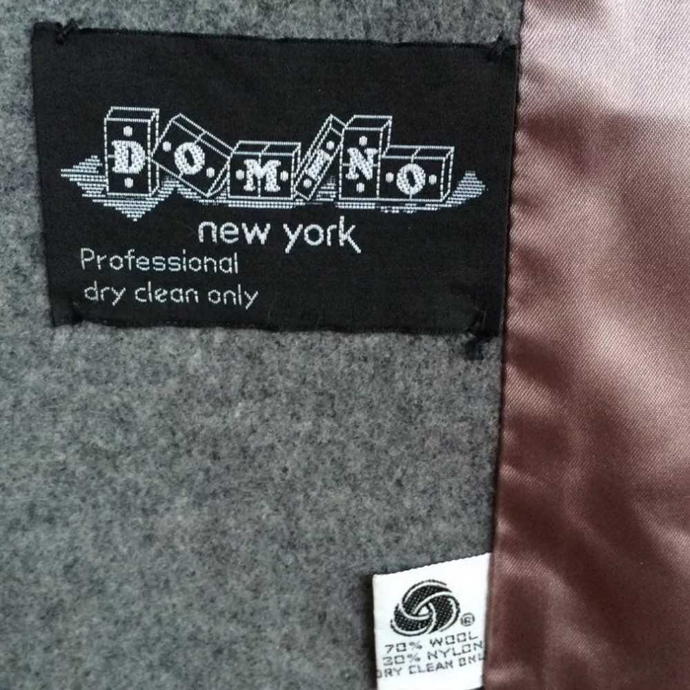 DOMINO 60-70s Gray Wool Coat Fur Collar - image 8