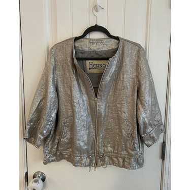 Herno Giacca Donna Metallic Linen Jacket Size 48