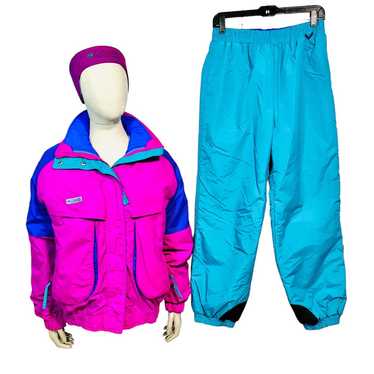 Vintage 80s 90s Columbia Teal & Pink 3 In 1 Ski J… - image 1