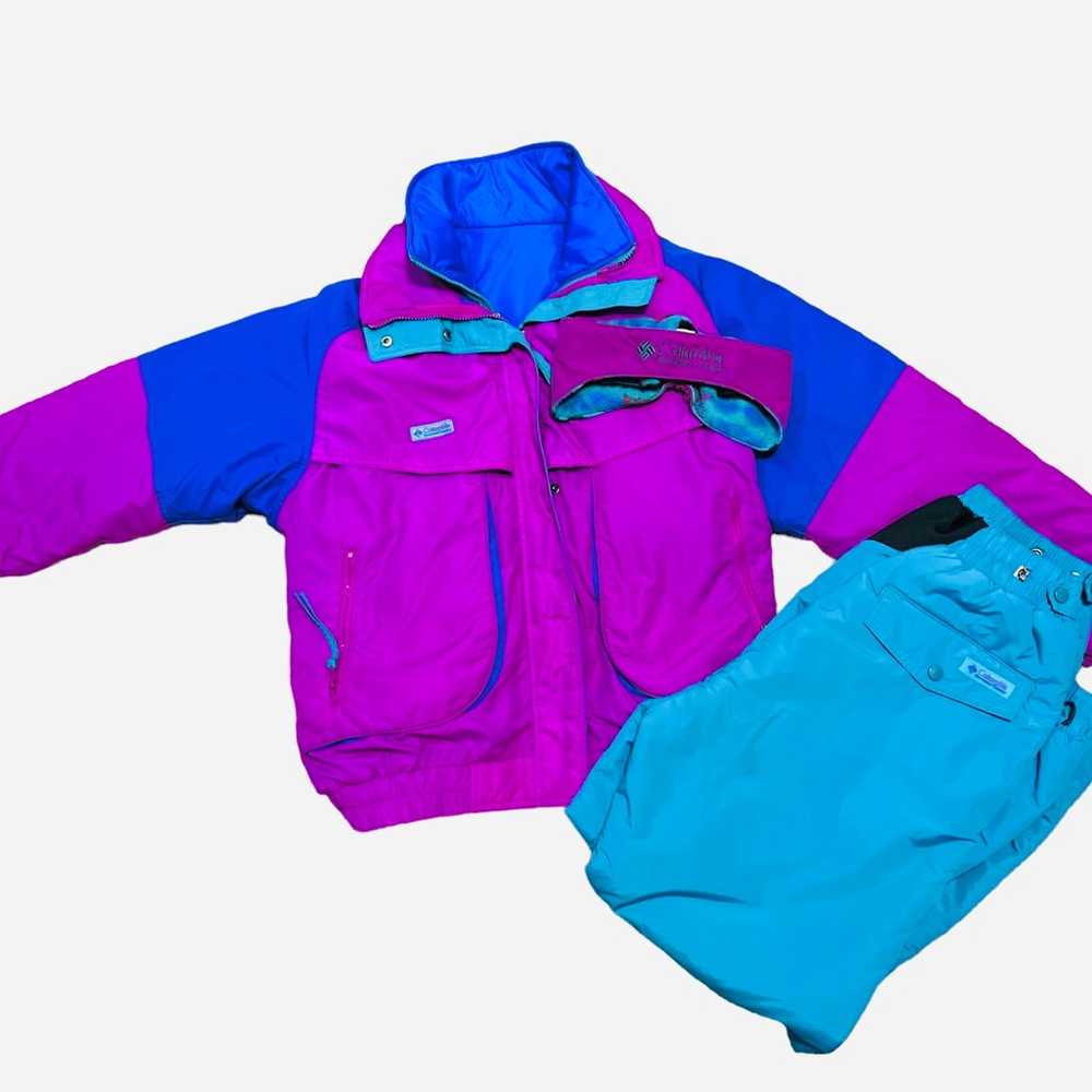 Vintage 80s 90s Columbia Teal & Pink 3 In 1 Ski J… - image 9