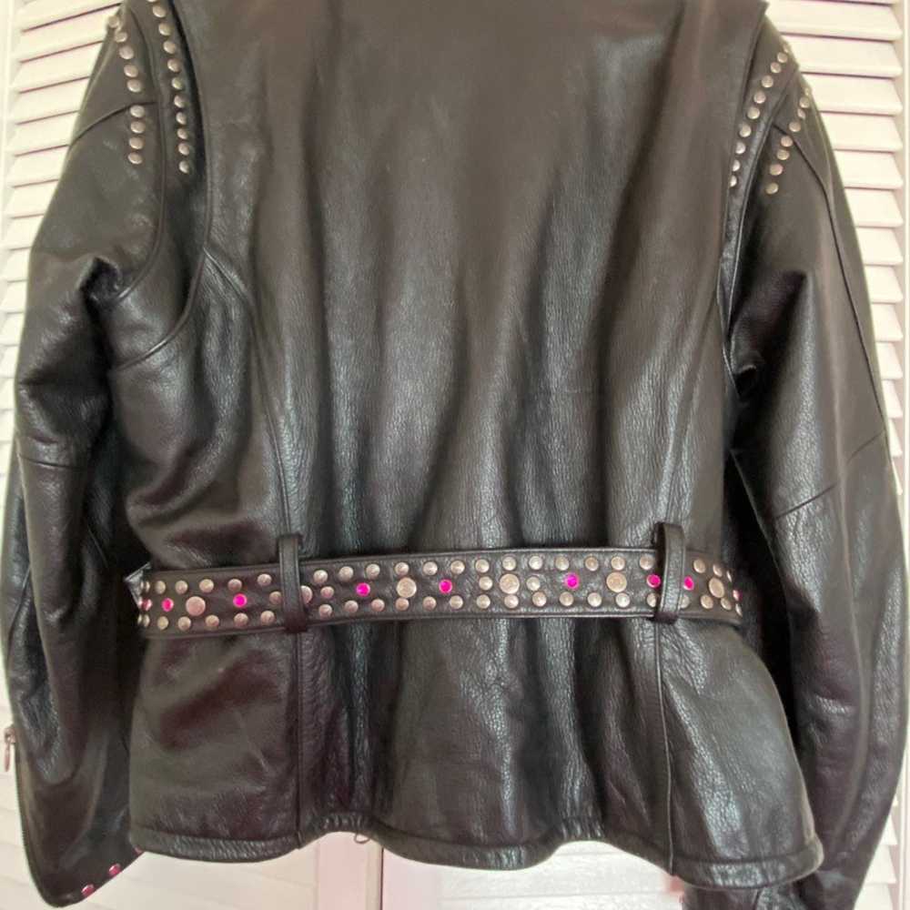 Harley Davidson Black Leather Riding Jacket, Cust… - image 2