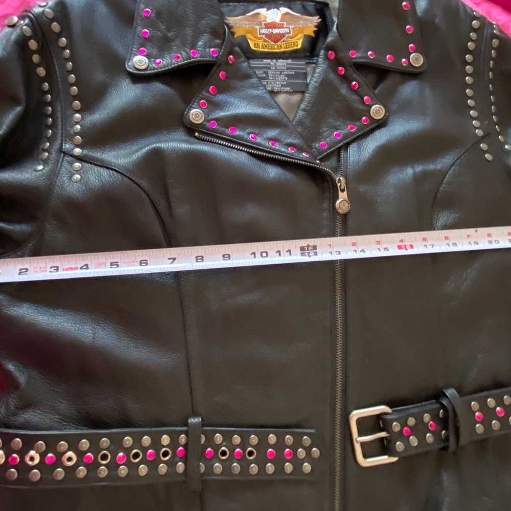 Harley Davidson Black Leather Riding Jacket, Cust… - image 5