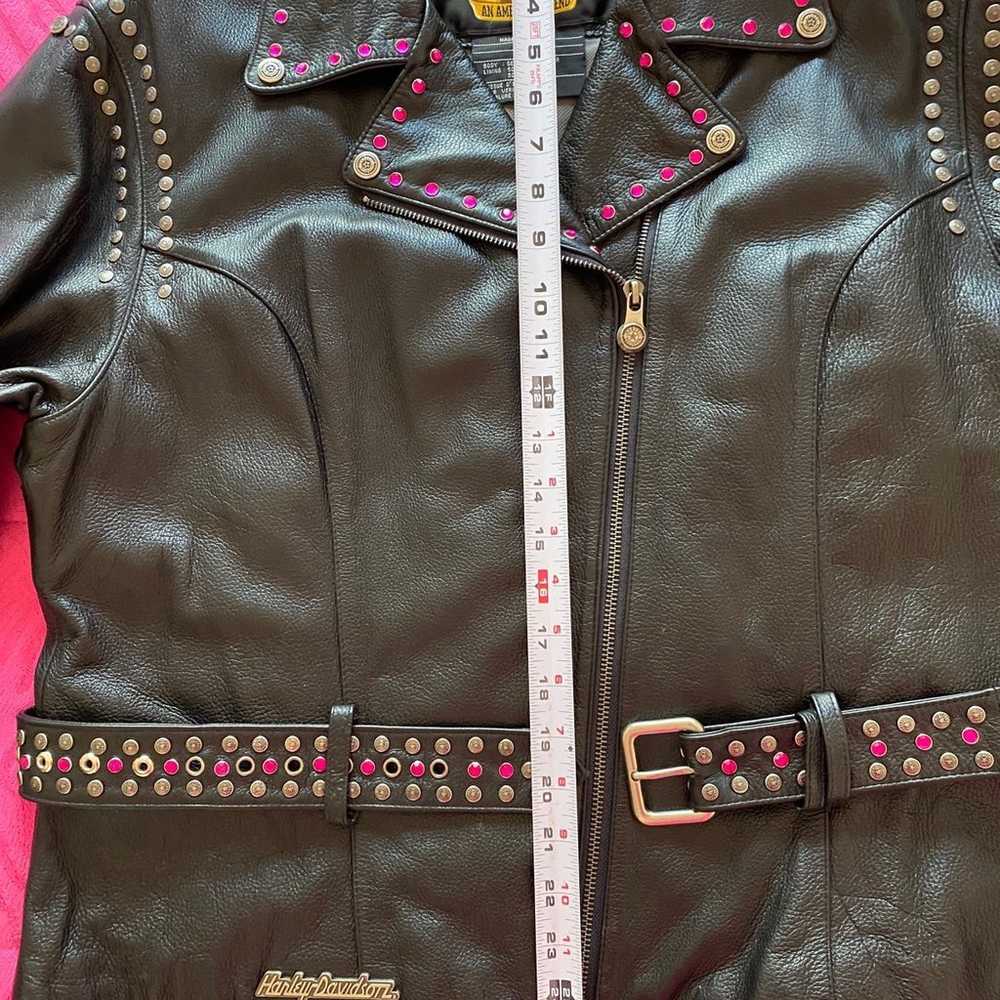 Harley Davidson Black Leather Riding Jacket, Cust… - image 6