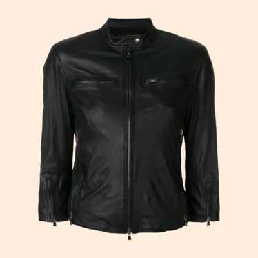 R13 Black Leather Cafe Racer Jacket