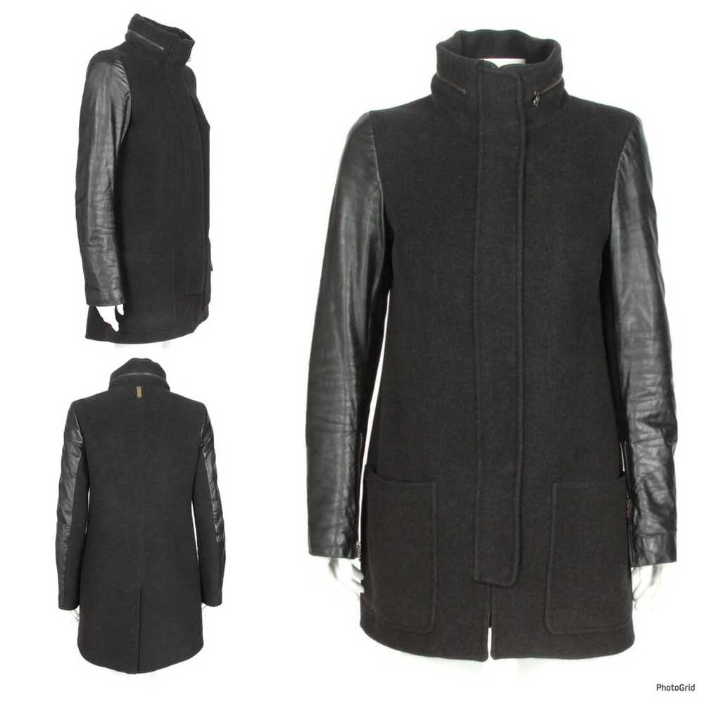 MACKAGE AZEL Black Wool & Premium Leather Coat Qu… - image 2