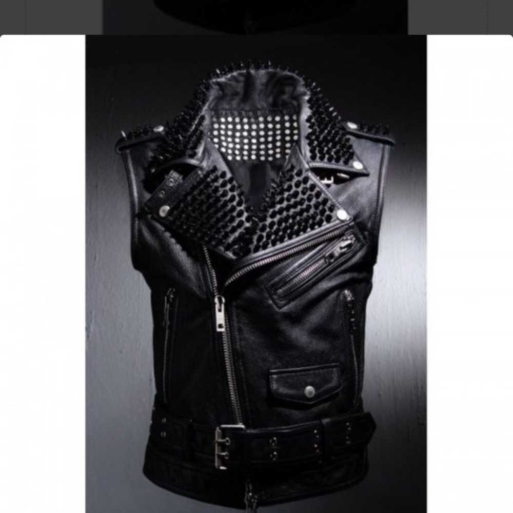 Real Leather Motercycle Leather Vest - image 12