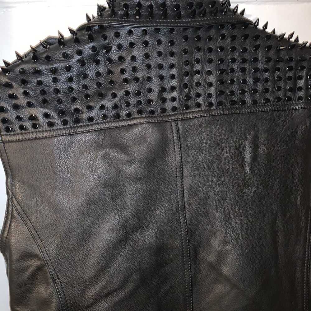 Real Leather Motercycle Leather Vest - image 8