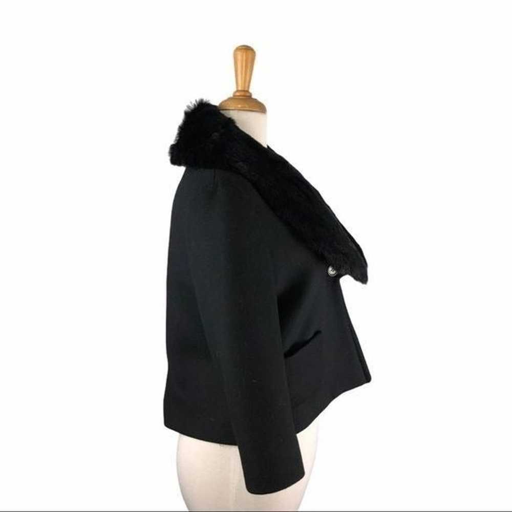 Cacharel Black Wool Blend Jacket w Fur Trim - image 2