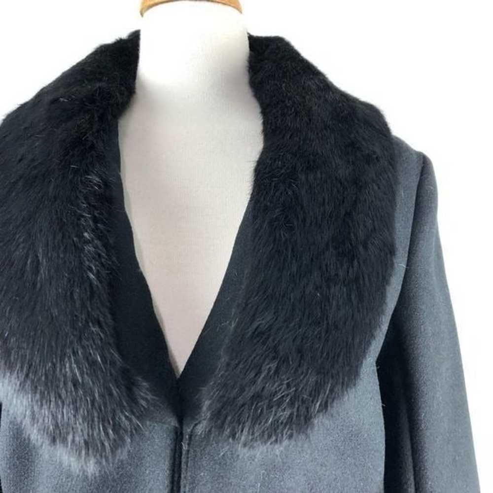 Cacharel Black Wool Blend Jacket w Fur Trim - image 4