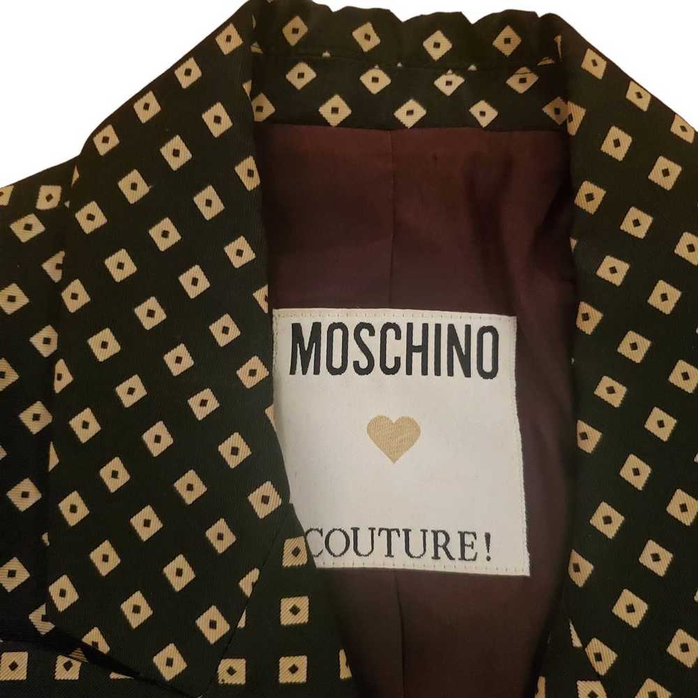 Vintage Moschino Couture! Brown Diamond Pattern S… - image 3