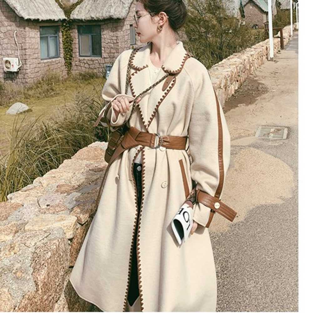 Women's suit collar woolen coat women's long wool… - image 5