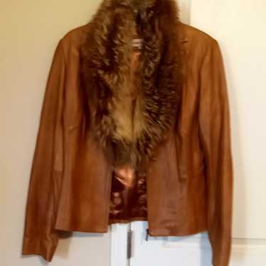 Paolo Santini leather Jacket with fox fur collar - image 1