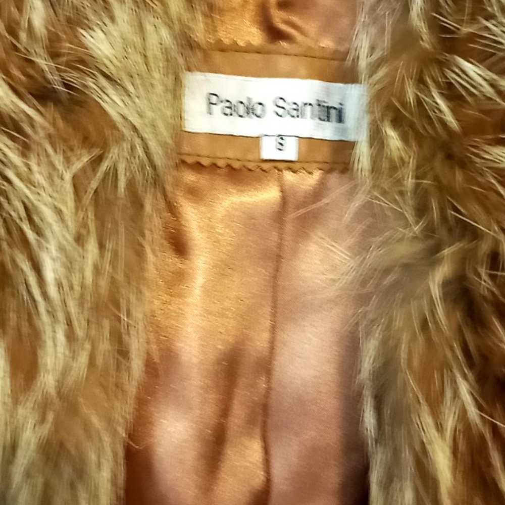 Paolo Santini leather Jacket with fox fur collar - image 3