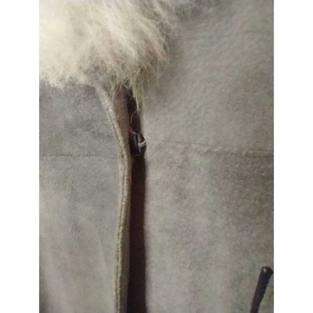 1970s Gray Leather Suede Faux Fur Trim Collar Bel… - image 6