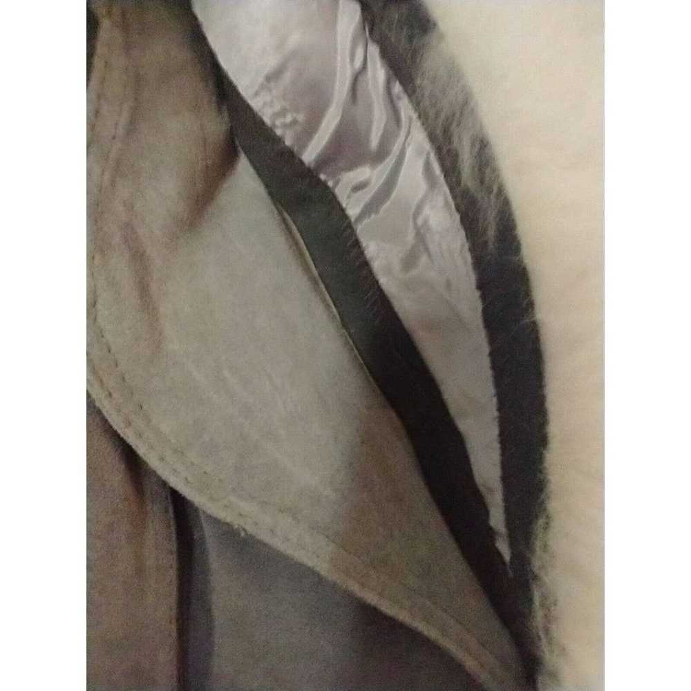 1970s Gray Leather Suede Faux Fur Trim Collar Bel… - image 7