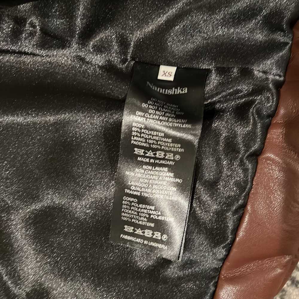 womens XS faux vegan leather puffer jacket - image 4