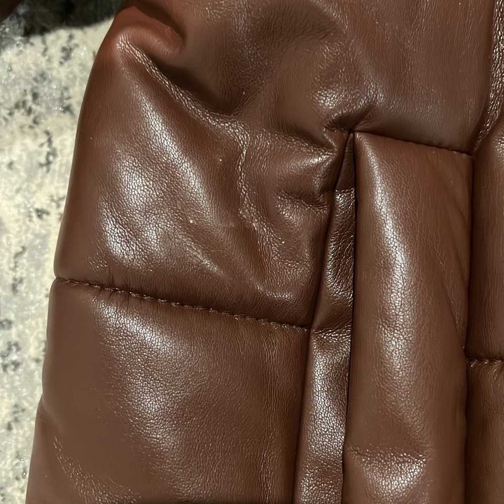 womens XS faux vegan leather puffer jacket - image 7