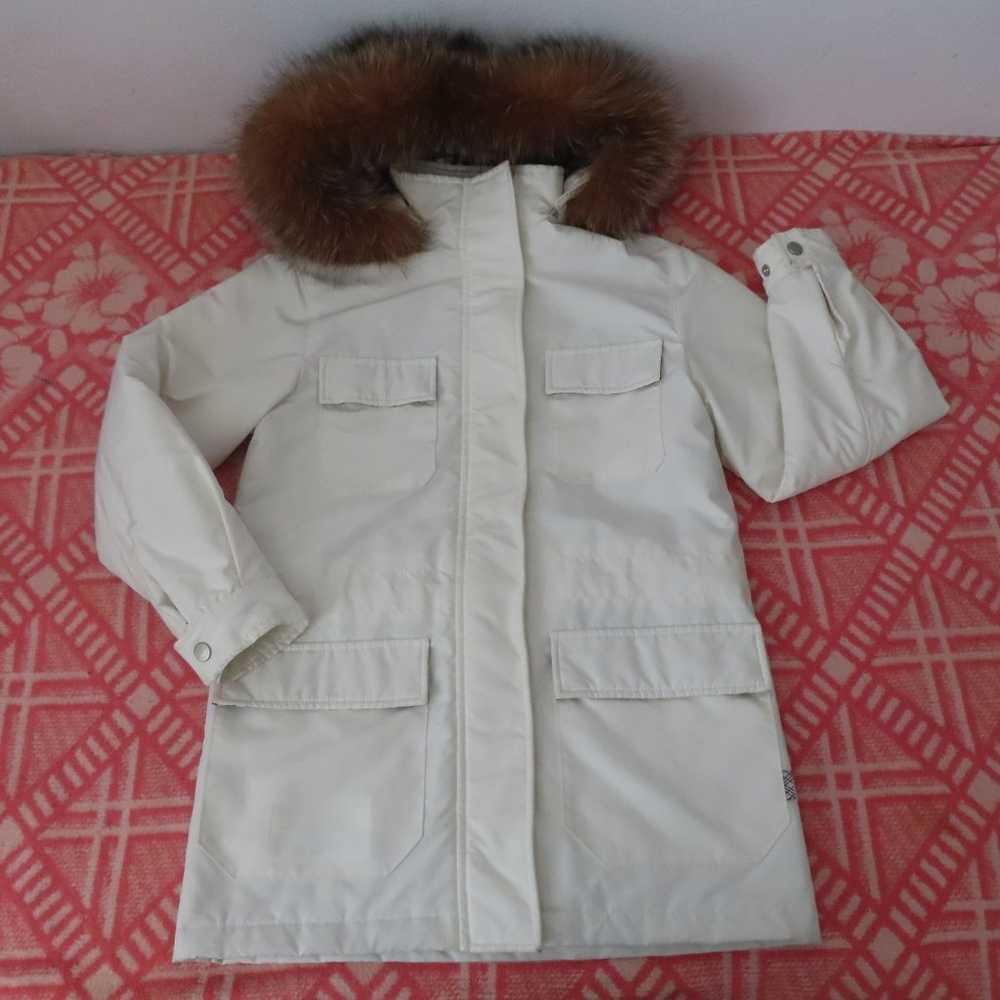womens burberry london fox fur trim hooded jacket… - image 1