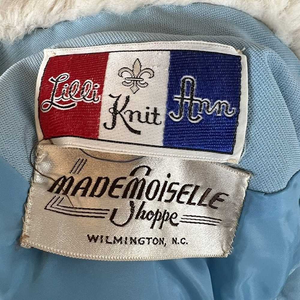 Vintage 50s 60s Lilli Ann Knit Mod Baby Blue Coat… - image 10
