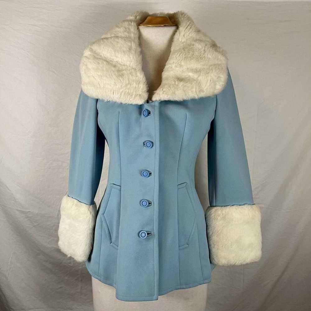Vintage 50s 60s Lilli Ann Knit Mod Baby Blue Coat… - image 2